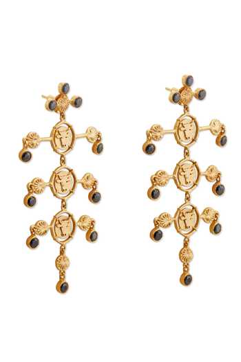 Buy_Dhwani Bansal Jewellery_Black Inka Onyx Embellished Earrings _Online_at_Aza_Fashions