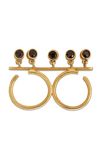Buy_Dhwani Bansal Jewellery_Black Kandi Double Ring _Online_at_Aza_Fashions