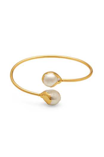 Shop_Dhwani Bansal Jewellery_Gold Plated Reva Baroque Pearl Embellished Bracelet _at_Aza_Fashions