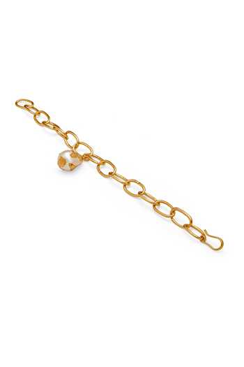 Shop_Dhwani Bansal Jewellery_Gold Plated Ona Baroque Pearl Embellished Bracelet _at_Aza_Fashions