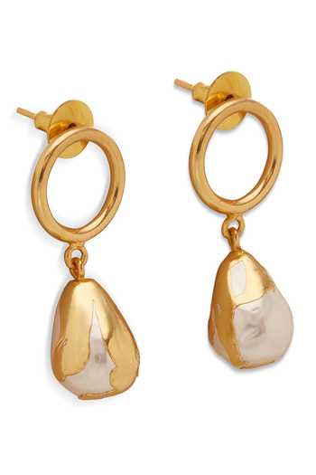 Buy_Dhwani Bansal Jewellery_Gold Plated Luludrop Baroque Pearl Embellished Earrings _Online_at_Aza_Fashions