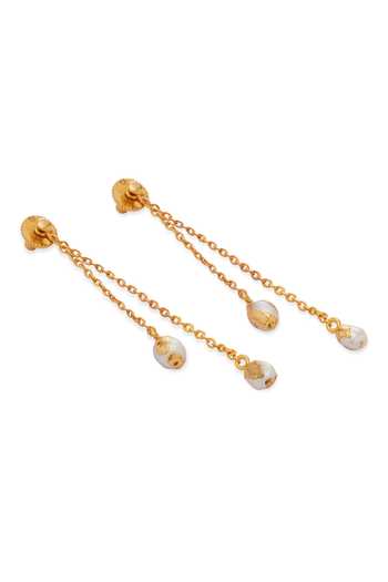 Dhwani Bansal Jewellery_Gold Plated Boond Baroque Pearl Embellished Earrings _Online_at_Aza_Fashions