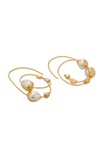 Dhwani Bansal Jewellery_Gold Plated Zuri Baroque Pearl Embellished Earrings _Online_at_Aza_Fashions