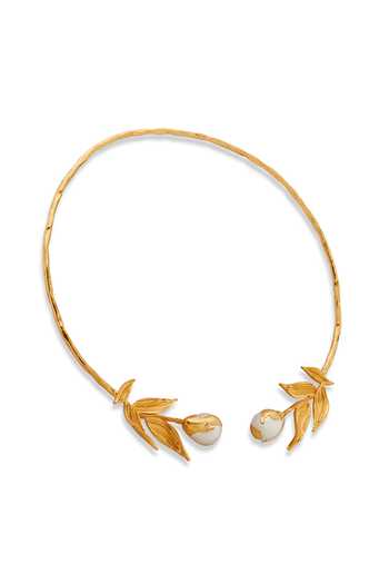 Dhwani Bansal Jewellery_Gold Plated Reva Baroque Pearl Embellished Choker _Online_at_Aza_Fashions