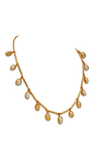 Dhwani Bansal Jewellery_Gold Plated Asara Pearl Drop Necklace _Online_at_Aza_Fashions