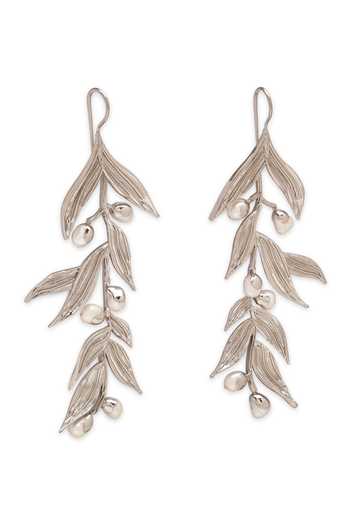 Shop_Dhwani Bansal Jewellery_White Isaro Sculptural Leaf Motif Earrings _at_Aza_Fashions