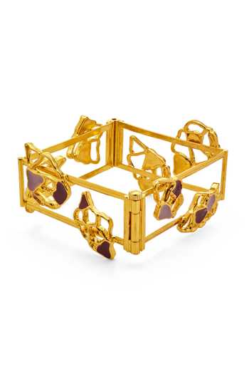 Dhwani Bansal Jewellery_Gold Plated Miva Square Shaped Bracelet _Online_at_Aza_Fashions