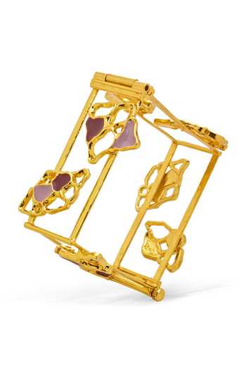 Buy_Dhwani Bansal Jewellery_Gold Plated Miva Square Shaped Bracelet _Online_at_Aza_Fashions