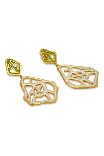 Dhwani Bansal Jewellery_Gold Plated Tala Enamelled Earrings _Online_at_Aza_Fashions