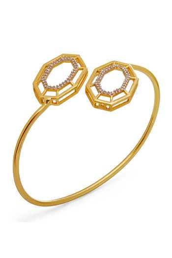 Shop_Dhwani Bansal Jewellery_Gold Plated Syra Geometric Motif Bracelet _at_Aza_Fashions