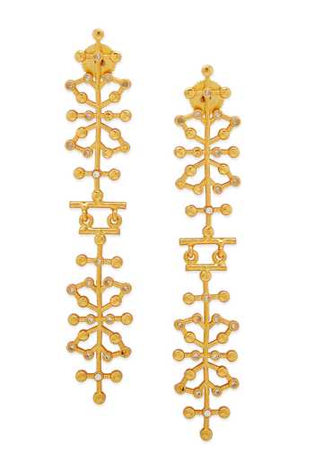 Shop_Dhwani Bansal Jewellery_Gold Plated Auro Stone Embellished Earrings _at_Aza_Fashions