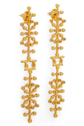 Buy_Dhwani Bansal Jewellery_Gold Plated Auro Stone Embellished Earrings _Online_at_Aza_Fashions