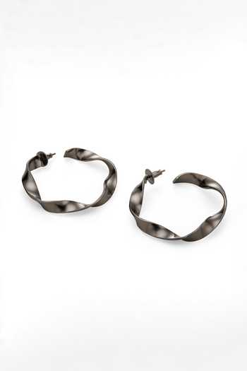 Dhwani Bansal Jewellery_Grey Sinna Twisted Hoop Earrings _Online_at_Aza_Fashions