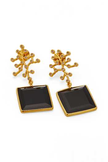 Dhwani Bansal Jewellery_Black Blanco Onyx Drop Earrings _Online_at_Aza_Fashions