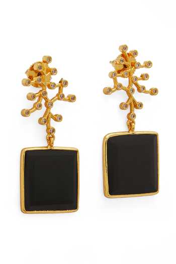 Buy_Dhwani Bansal Jewellery_Black Blanco Onyx Drop Earrings _Online_at_Aza_Fashions