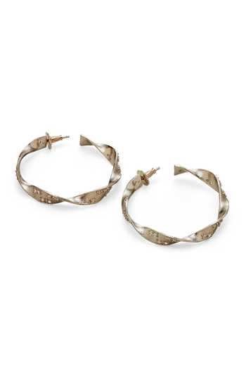 Dhwani Bansal Jewellery_Silver Plated Kali Cubic Zirconia Embellished Hoops _Online_at_Aza_Fashions