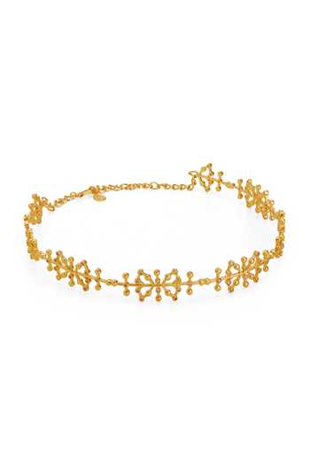 Dhwani Bansal Jewellery_Gold Plated Auro Floral Motif Choker _Online_at_Aza_Fashions