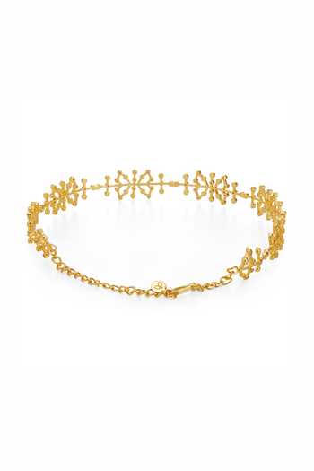 Buy_Dhwani Bansal Jewellery_Gold Plated Auro Floral Motif Choker _Online_at_Aza_Fashions
