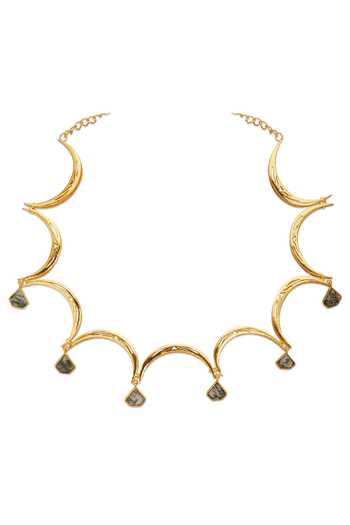 Dhwani Bansal Jewellery_Gold Plated Tila Geometric Form Necklace _Online_at_Aza_Fashions