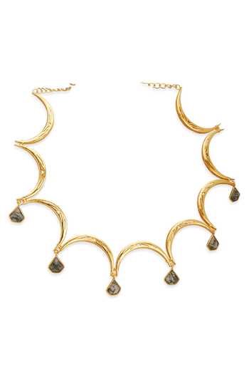 Shop_Dhwani Bansal Jewellery_Gold Plated Tila Geometric Form Necklace _at_Aza_Fashions