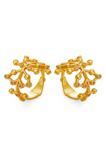 Shop_Dhwani Bansal Jewellery_Gold Plated Auro Double Ring - Set Of 2 _at_Aza_Fashions