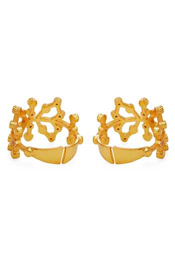 Dhwani Bansal Jewellery_Gold Plated Auro Double Ring - Set Of 2 _Online_at_Aza_Fashions
