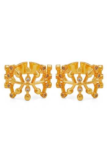 Buy_Dhwani Bansal Jewellery_Gold Plated Auro Double Ring - Set Of 2 _Online_at_Aza_Fashions