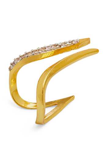 Shop_Dhwani Bansal Jewellery_White Sinna Cubic Zirconia Stone Embellished Ring _at_Aza_Fashions