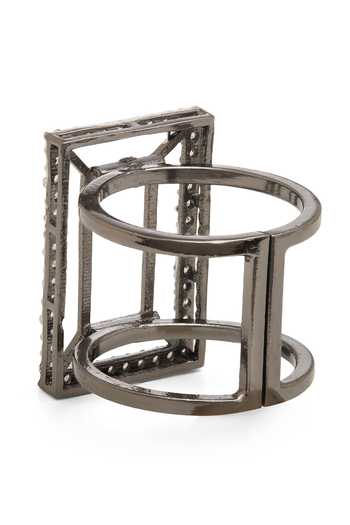 Buy_Dhwani Bansal Jewellery_Grey Vazio Rectangular Motif Ring - Single Pc _Online_at_Aza_Fashions