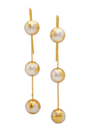 Buy_Dhwani Bansal Jewellery_Gold Plated Selene Shell Pearl Embellished Earrings _Online_at_Aza_Fashions