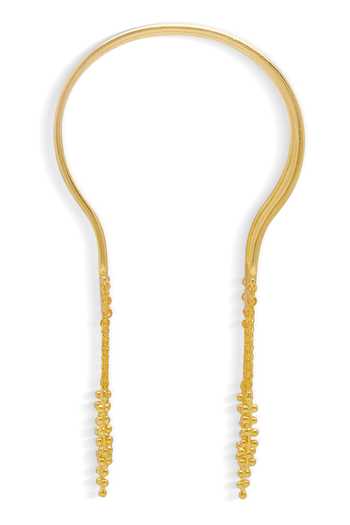 Dhwani Bansal Jewellery_Gold Plated Silsila Cascading Chain Tassel Bracelet _Online_at_Aza_Fashions