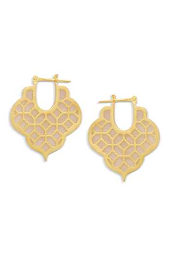 Dhwani Bansal Jewellery_Gold Plated Mosaic Mother Of Pearl Embellished Earrings _Online_at_Aza_Fashions