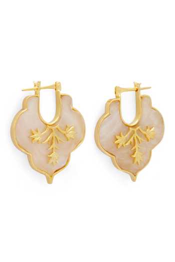 Buy_Dhwani Bansal Jewellery_Gold Plated Mosaic Mother Of Pearl Embellished Earrings _Online_at_Aza_Fashions