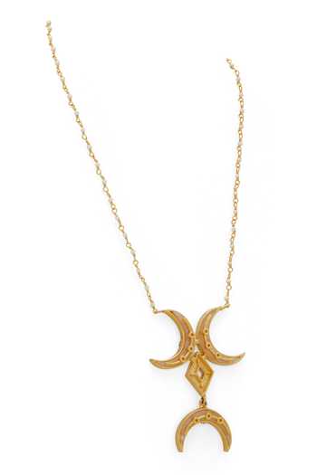 Dhwani Bansal Jewellery_Gold Plated Noor Crescent Moon Motif Necklace _Online_at_Aza_Fashions
