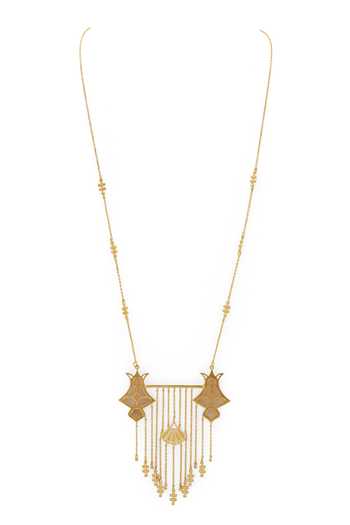 Shop_Dhwani Bansal Jewellery_Gold Plated Serai Mother Of Pearl Embellished Pendant Necklace _Online_at_Aza_Fashions