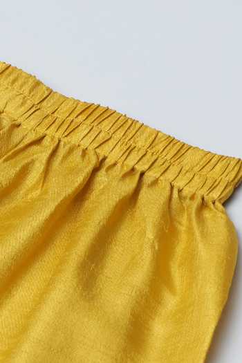 Buy_Byb Premium_Yellow Silk Embroidery Lotus Kurta And Pyjama Set 