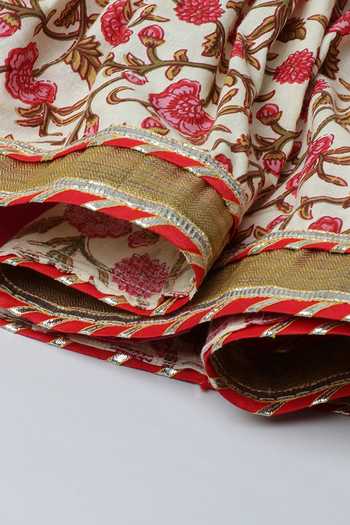 Byb Premium_Multi Color Cotton, Chiffon Tassels, Gota Floral Print Anarkali Sharara Set 
