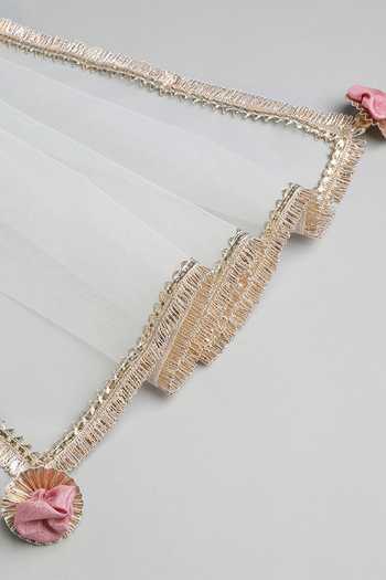 Byb Premium_Pink Cotton, Chiffon Pearls, Tassels Floral Embroidered Anarkali And Pyjama Set 