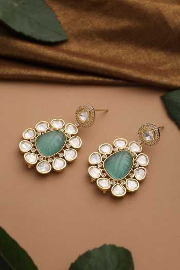 Swabhimann_Blue Mint Polki Dangler Earrings _Online_at_Aza_Fashions