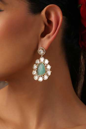 Buy_Swabhimann_Blue Mint Polki Dangler Earrings _Online_at_Aza_Fashions