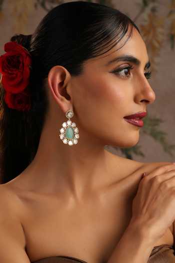 Shop_Swabhimann_Blue Mint Polki Dangler Earrings _Online_at_Aza_Fashions