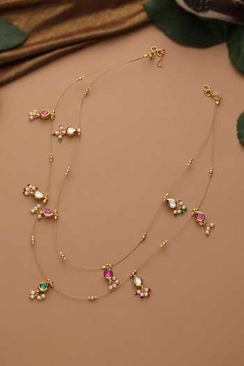 Shop_Swabhimann_Multi Color Multicolor Polki Layered Necklace _at_Aza_Fashions