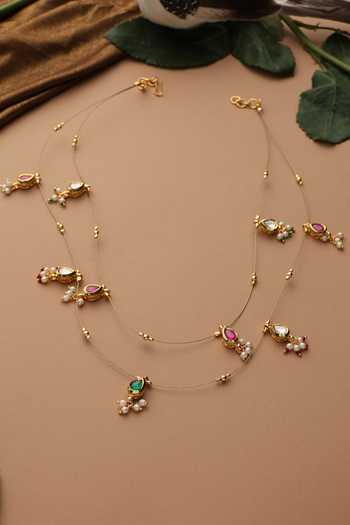 Swabhimann_Multi Color Multicolor Polki Layered Necklace _Online_at_Aza_Fashions