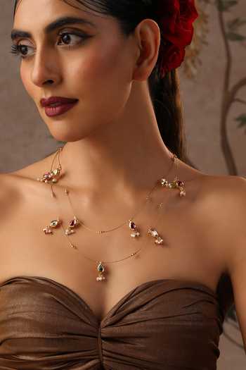 Buy_Swabhimann_Multi Color Multicolor Polki Layered Necklace _Online_at_Aza_Fashions