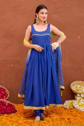 Shop_Taro_Blue Silk, Cotton, Chiffon Scoop Neck Kashvi Embroidered Anarkali Churidar Set _Online_at_Aza_Fashions