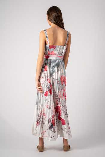 RANNA GILL_Multi Color Satin Sweetheart Neck Snowbell Strap Pleated Jumpsuit _Online_at_Aza_Fashions