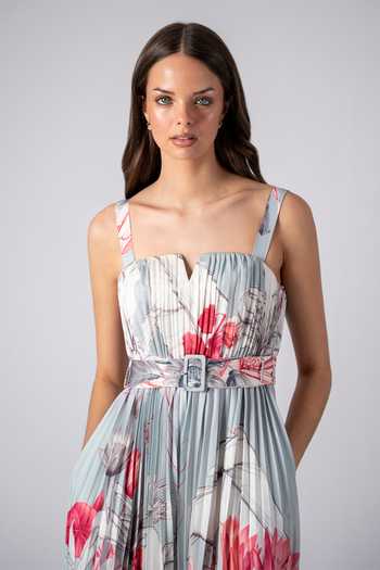 Buy_RANNA GILL_Multi Color Satin Sweetheart Neck Snowbell Strap Pleated Jumpsuit _Online_at_Aza_Fashions