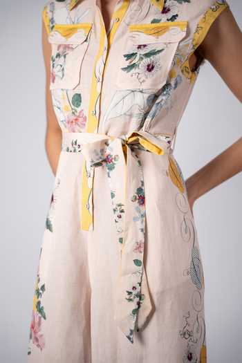 Shop_RANNA GILL_Multi Color Linen, Viscose Collared Neck Orion Pocket Jumpsuit _Online_at_Aza_Fashions