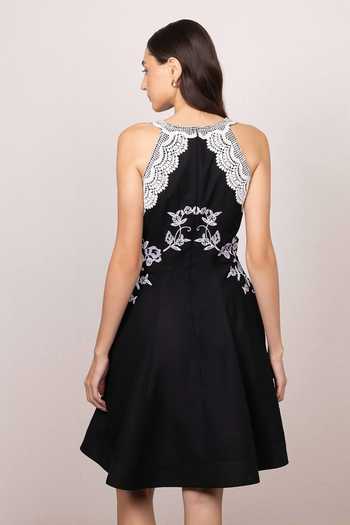 RANNA GILL_Black Polyester Halter Neck Zayel Mini Dress _Online_at_Aza_Fashions