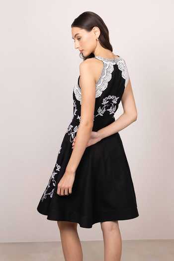 Buy_RANNA GILL_Black Polyester Halter Neck Zayel Mini Dress _Online_at_Aza_Fashions